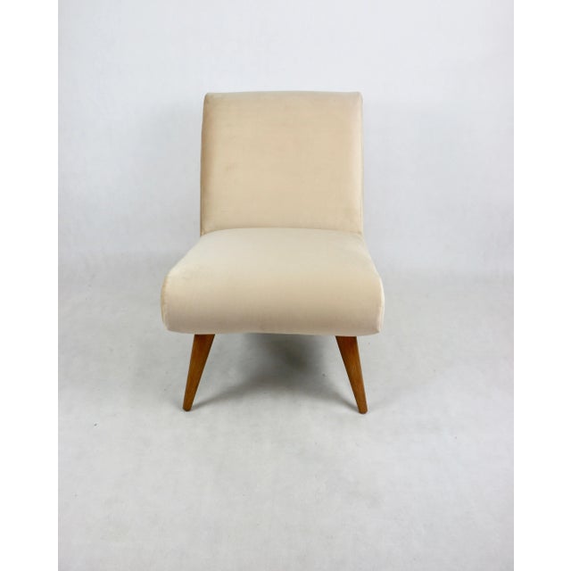Vintage Lounge Chair in Champagne Beige Velvet, 1970s For Sale - Image 6 of 13