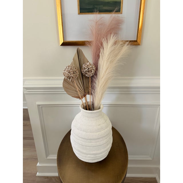 White Sporvil Portugal Textured White Ribbed Ceramic Floor Vase For Sale - Image 8 of 8