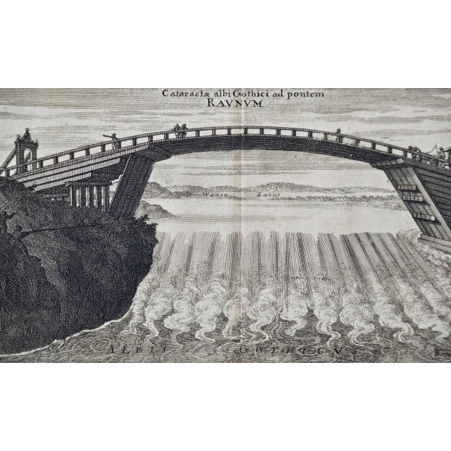 An Antique Engraved View of Waterfalls in Sweden in the 17th C. By Erik Dahlberg , 1705 For Sale - Image 4 of 5
