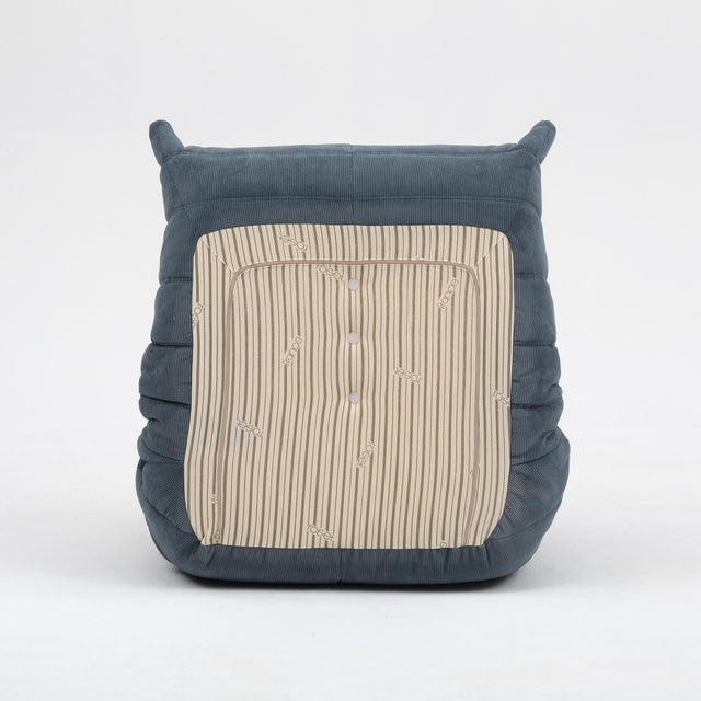 Authentic Restored Togo Fireside Chair and Ottoman in Graphite Grey Corduroy - Vintage Ligne Roset For Sale - Image 10 of 17