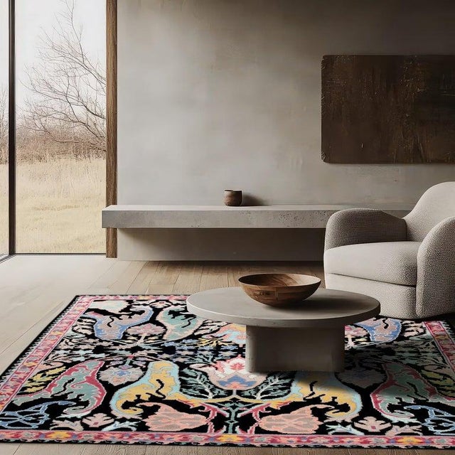 8x10 Black Hand-Knotted Wool Mythical Beasts Garden Traditional Carpet Rug For Sale In New York - Image 6 of 8