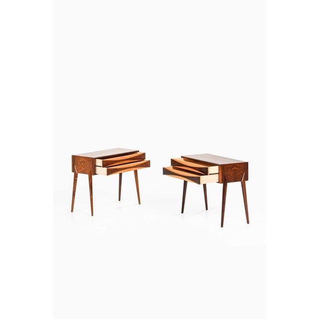 Beech and Rosewood Bedside Tables by Rimbert Sandholt, 1960s, Set of 2 For Sale - Image 9 of 12