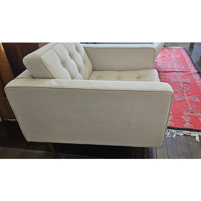 Pair of MXM Design Tufted MCM Lounge Chairs Neutral Color For Sale - Image 4 of 12