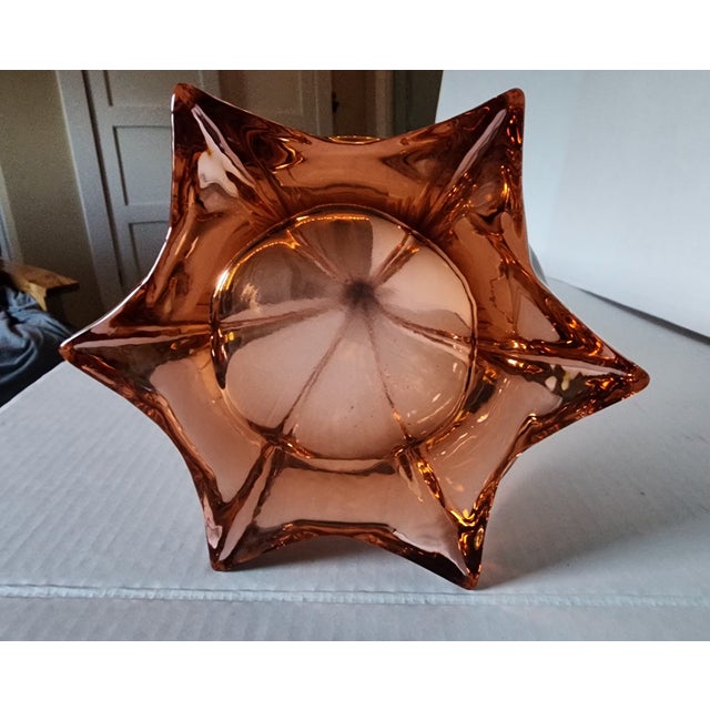 Monumental 32" Cranberry Swung Art Glass Floor Vase, Optic Ribbed Star Foot, MCM For Sale - Image 10 of 11