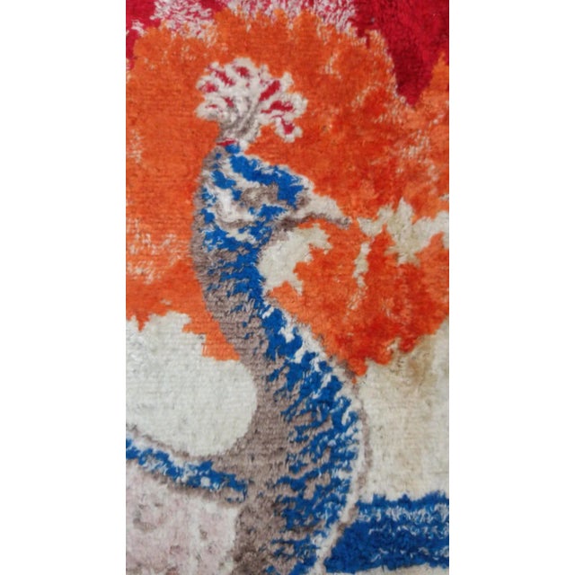 1970s Vintage Peacock Pattern Tapestry 45ʺ X 59ʺ For Sale - Image 10 of 10