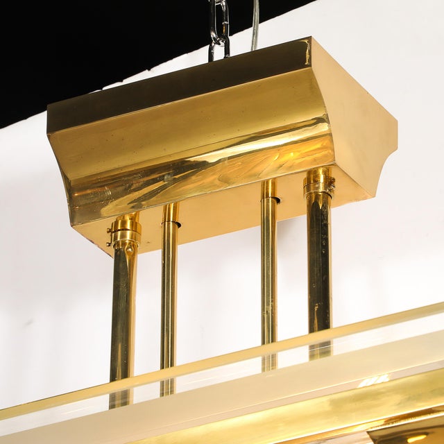 Art Deco Machine Age Polished Brass Glass Rod Chandelier by Petitot For Sale In New York - Image 6 of 18