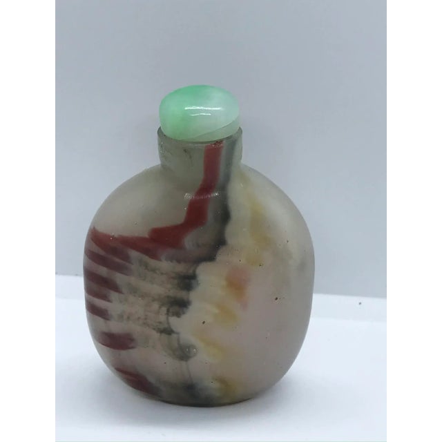 Vintage Beijing Glass Snuff Bottle With Colorful Striations For Sale - Image 13 of 13