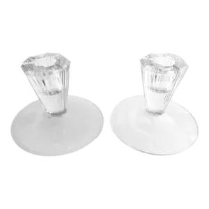1930s Art Deco Low Crystal Candle Holders - a Pair