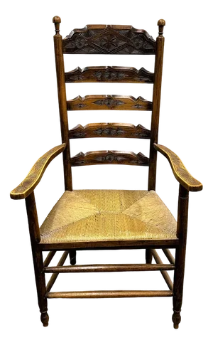 19th Century Handcrafted and Carved Ladder Back Chair, 1840s