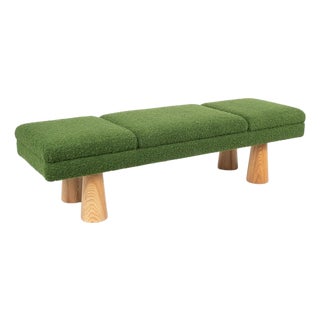 Italian Green Bench in Wood and Fabric For Sale