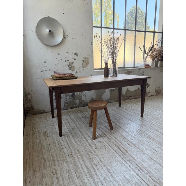 Wood Farmhouse Walnut Table with Spindle Legs, 1950 For Sale - Image 7 of 18