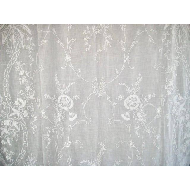 French Country French Embroidered Curtain Sheer Antique Cornely 19 Century For Sale - Image 3 of 14