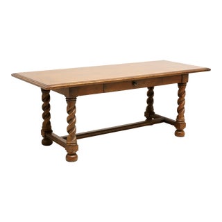 Heritage Walnut English Tudor Barley Twist Writing Desk For Sale