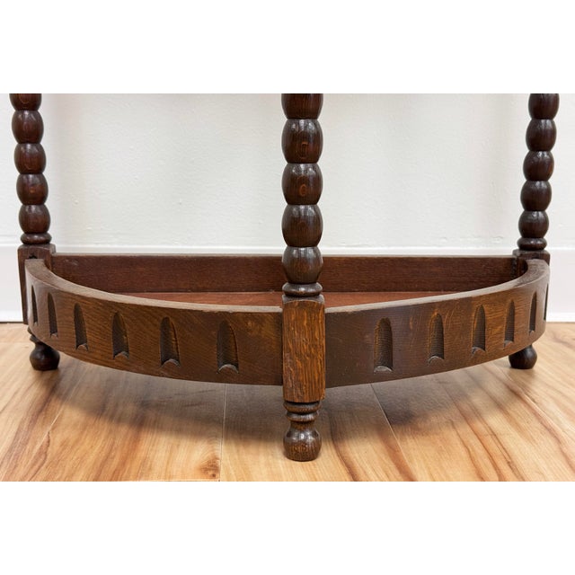 Wood Antique English Edwardian Carved Wood Umbrella Stand For Sale - Image 7 of 8