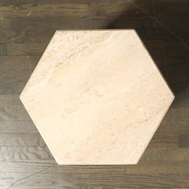 Pair of Mid-Century Modernist Hexagonal Travertine Pedestals For Sale - Image 15 of 18