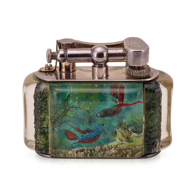 Vintage 20thc Dunhill Tropical Aquarium Table Lighter, 1960s For Sale - Image 4 of 11
