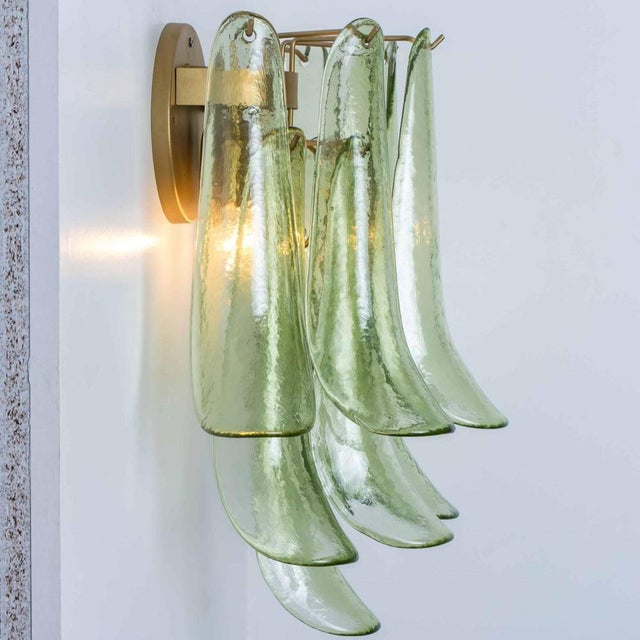 Green Murano Glass Leaves Wall Light, Italy, 1970s For Sale - Image 10 of 15