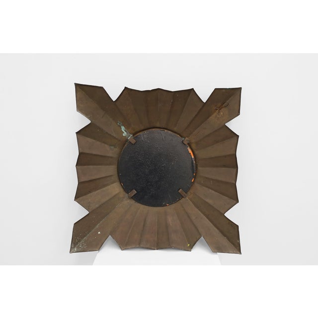 French Art Deco Sunburst Mirror in Red Copper, 1920s For Sale - Image 10 of 11