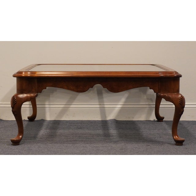 Wood Hekman Furniture Solid Cherry Traditional Style 39" Square Glass Topped Accent Coffee Table For Sale - Image 7 of 8