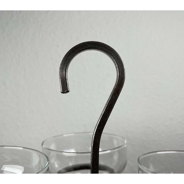 Gray Vintage Danish Candleholder in Wrought Iron and Glass, 1970s For Sale - Image 8 of 12