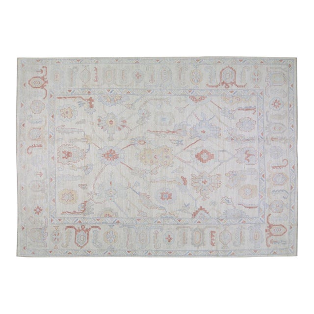 Turkish Oushak Hand Knotted Wool Rug, 5'x6'10" For Sale