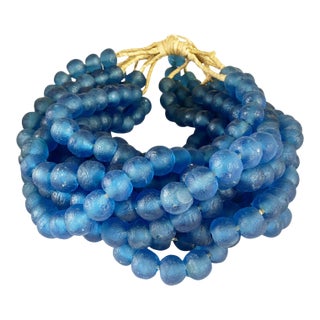 African Set of 10 Vintage GlassTrading Beads Necklace 14" H For Sale