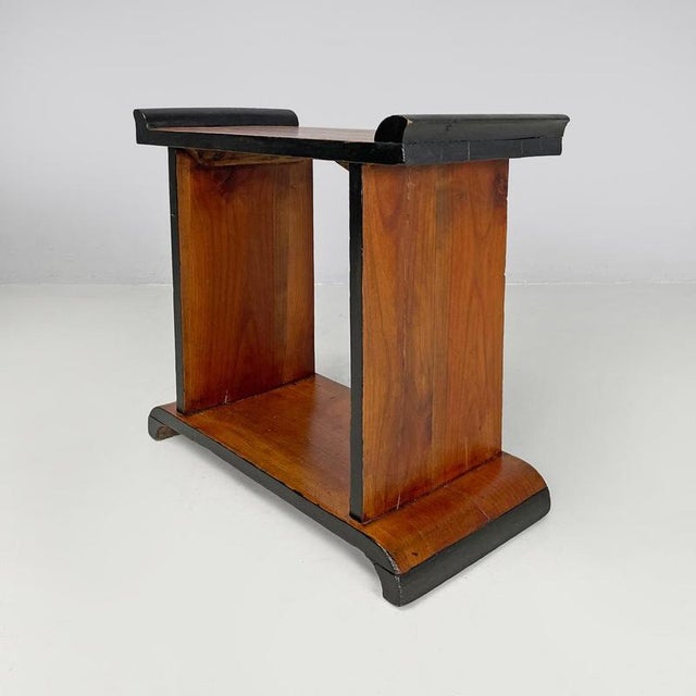 Italian Art Deco Wooden Coffee Table with Painted Black Rounded Profiles, 1940s For Sale - Image 4 of 18