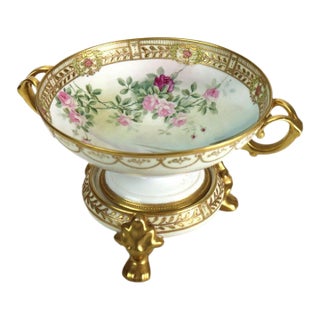 Antique Nippon Hand Painted, Enameled & Gilt Porcelain Centerpiece Bowl C1890 For Sale