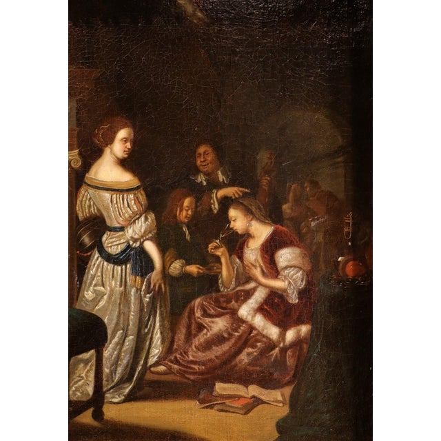 Baroque After Frans Van Mieris Il Vecchio, Company in an Interior, 1700, Oil on Canvas, Framed For Sale - Image 3 of 15