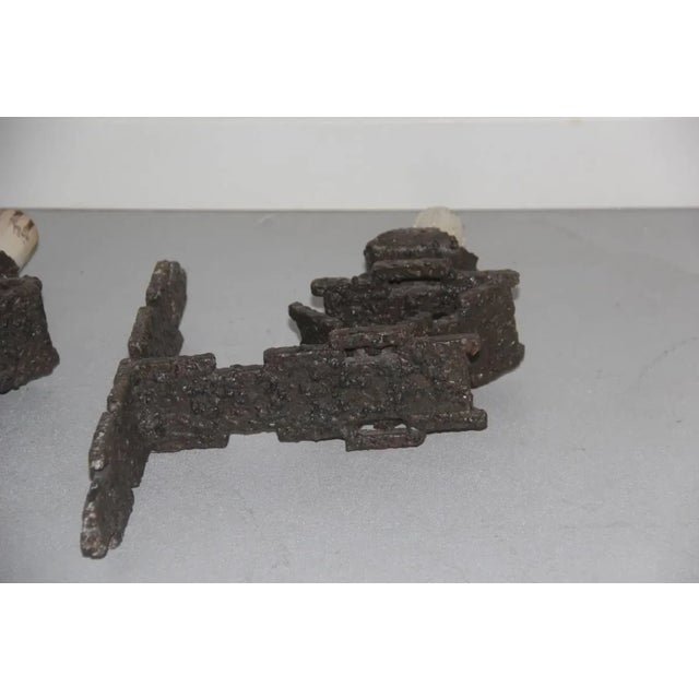 Metal Brutalist Iron Wall Sconces, 1960s, Set of 3 For Sale - Image 7 of 8