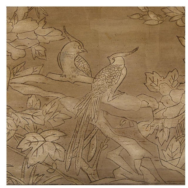 Max Kuehne Max Keuhne Style Silver Leaf Waterfall Table With Etched Design For Sale - Image 4 of 4