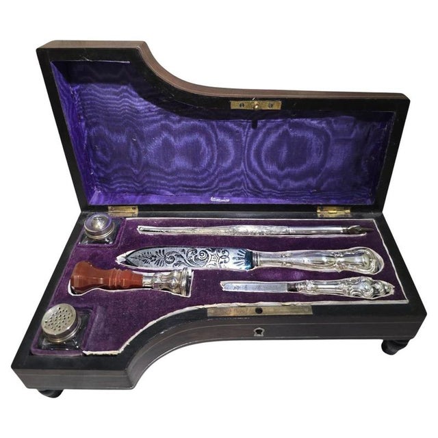 19th-Century Silver and Exotic Wood Inkwell in the shape of Piano, 1880s For Sale - Image 15 of 15