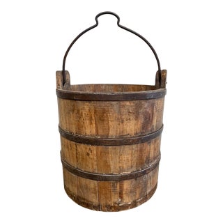 Weathered Vintage Rice Bucket For Sale