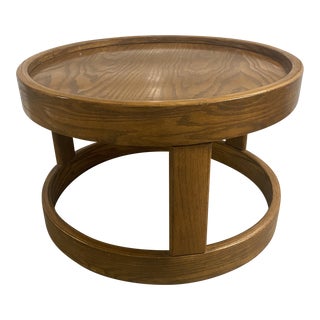 1990s Post Modern Table Howard Furniture Oak Round Coffee Table For Sale