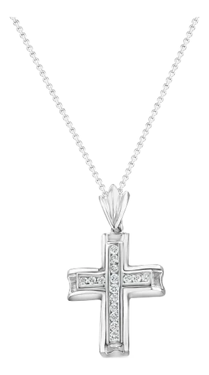 1/2 Carat Diamond Cross Pendant 14k White Gold