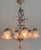 Vintage Italian White and Gold Patinated Metal and Glass Chandelier, 1970s For Sale - Image 10 of 15