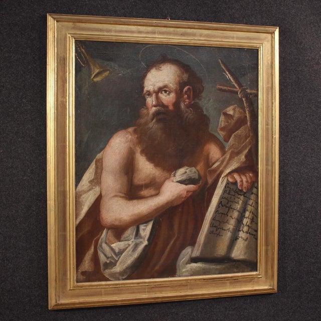 Religious Artist, Penitent Saint Jerome, 1640, Oil on Canvas, Framed For Sale - Image 13 of 15