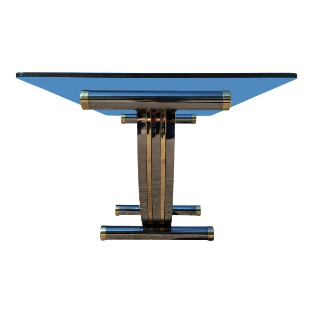 Chrome & Brass U-Shaped Dining Table Manner of Romeo Rega Italy For Sale