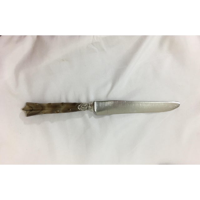 Wowza! Hard to find set of twelve Napoleon III knife set with its original box. The Horn handles are delicately carved to...
