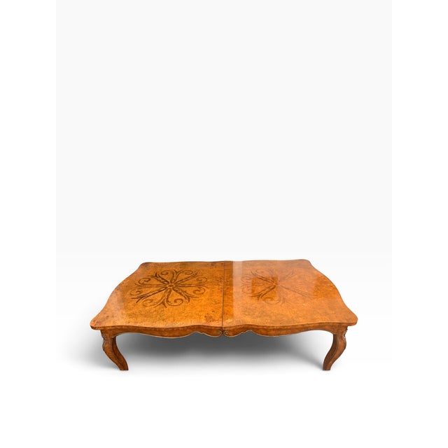 Mastercraft Monumental Burl Wood & Marquetry Dining Table With Two Leaves For Sale In Miami - Image 6 of 15