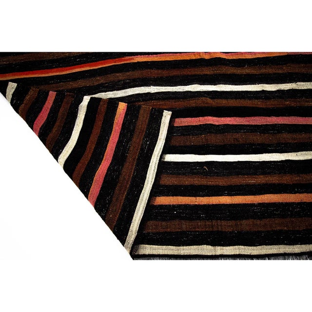 1960s 1960s Vintage Striped Goat Hair Kilim Rug- 7′4″ × 9′8″ For Sale - Image 5 of 7