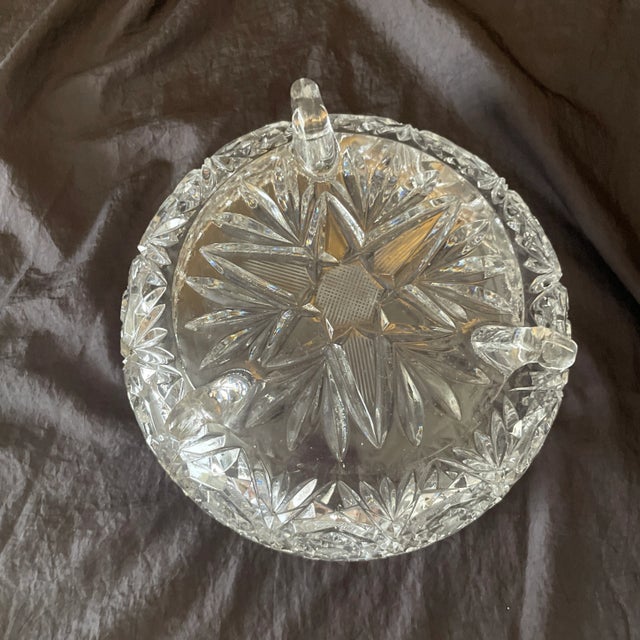 American Brilliant Cut Crystal Glass Footed Centerpiece Bowl For Sale In Dallas - Image 6 of 6
