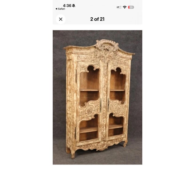 Rare Original French Normandy Chipped Milk-Paint Wedding Marriage Armoire 1800s For Sale - Image 9 of 12