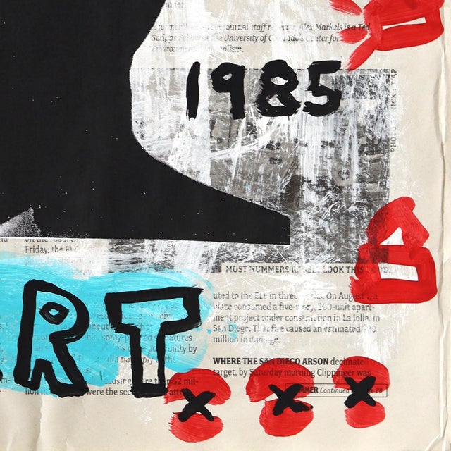 2020s Warhol Pop Eyes - Original Pop Art Acrylic Painting on Newspaper by Gary John For Sale - Image 5 of 6