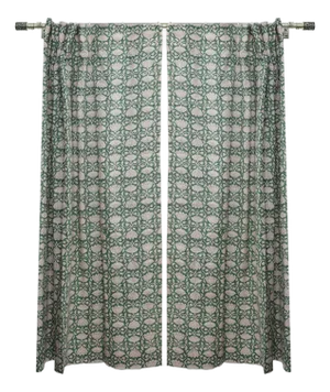 Handmade Ulta Kamal Block Print Coloured Linen Curtain for Living Room or Bedroom Decor Size 54"Wx29"L