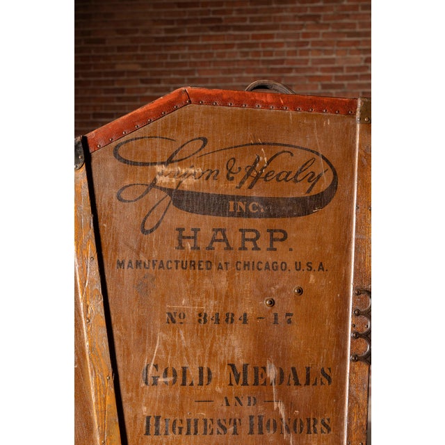 Wood Antique Wooden Lyon & Healy Harp Case For Sale - Image 7 of 14