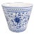 Vintage Italian Blue & White Floral Ceramic Planter Jardiniere Cachepot For Sale