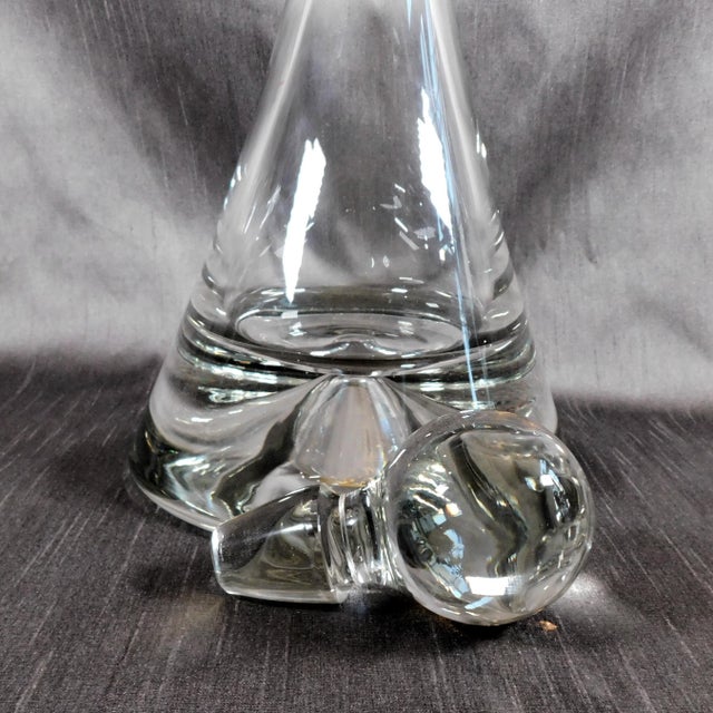 Abstract Large 1930s Cone Shaped Crystal Decanter With Solid Base For Sale - Image 3 of 6