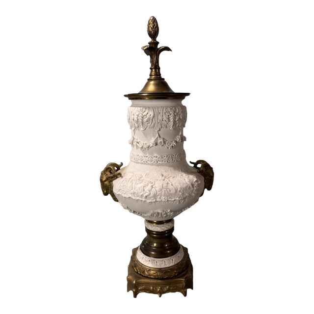 Antique Sevres Bisque Porcelain Bolted Urn For Sale