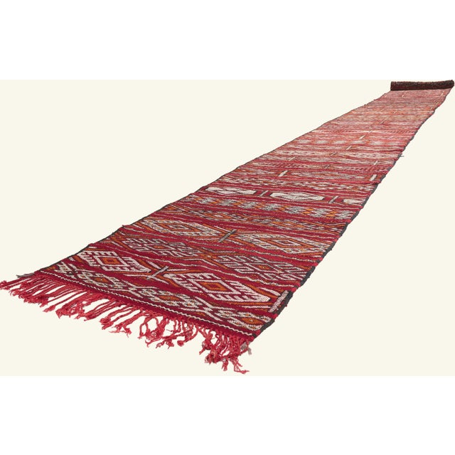 21970 Vintage Zemmour Moroccan Kilim Rug, 02'08 x 27'00. The Guardian Hanbel: A Vintage Zemmour Moroccan Masterpiece of...